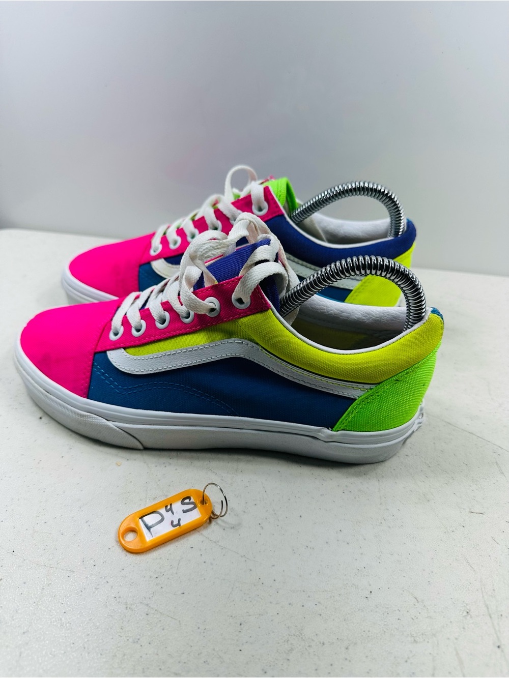 Vans Women's Size 7 Bright Neon Color Block Off The Wall Shoes